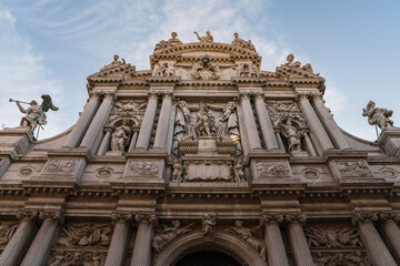 detail of a beautiful old baroque church in Venice, Italy 