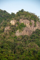 A hill wall without trees due to a landslide