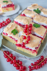 Delicious home made tart with red currants and meringue