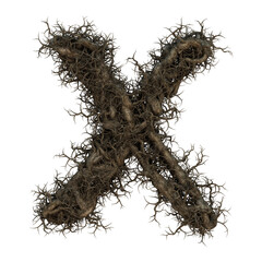 3d rendering of tree branch alphabet 