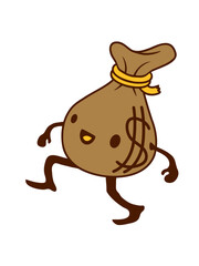 Comic lebendiger Geld Sack 