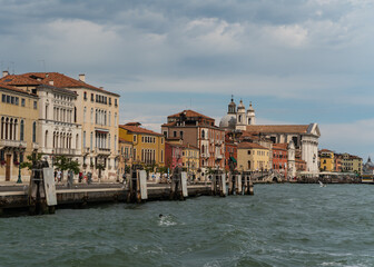 Typical Venetian architecture seen from the lagoon in Venice, Italy