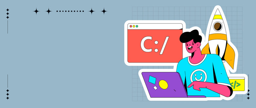 Development front-end back-end programming teaching vector illustration
