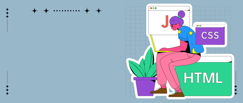 Development front-end back-end programming teaching vector illustration
