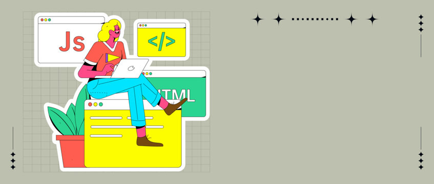 Development front-end back-end programming teaching vector illustration
