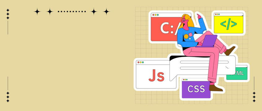 Development front-end back-end programming teaching vector illustration
