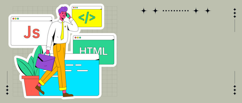 Development front-end back-end programming teaching vector illustration
