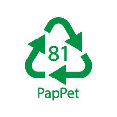 Paper (cardboard). Recycling codes 81 PapPet. Composite materials sign. Vector illustration