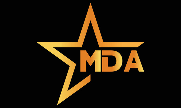 MDA golden luxury star icon three letter logo design vector template. royal logo | luxury logo | jewelry logo | premium logo | iconic logo | Victoria logo |