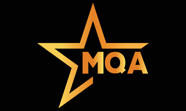 MQA golden luxury star icon three letter logo design vector template. royal logo | luxury logo | jewelry logo | premium logo | iconic logo | Victoria logo |
