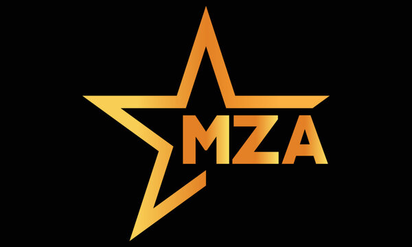 MZA golden luxury star icon three letter logo design vector template. royal logo | luxury logo | jewelry logo | premium logo | iconic logo | Victoria logo |
