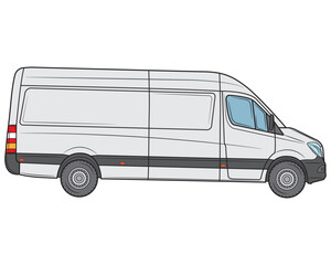 Commercial minibus. Profile view.Isolated on a white background