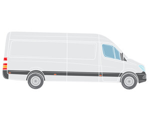 Commercial minibus. Profile view.Isolated on a white background
