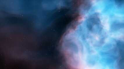 Cosmic background with a blue purple nebula and stars
