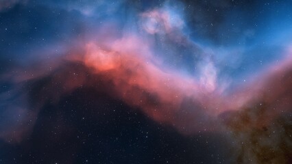 Cosmic background with a blue purple nebula and stars
