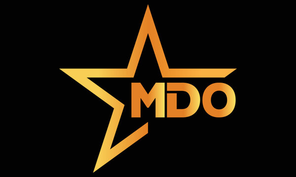 MDO golden luxury star icon three letter logo design vector template. royal logo | luxury logo | jewelry logo | premium logo | iconic logo | Victoria logo |