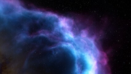 Cosmic background with a blue purple nebula and stars
