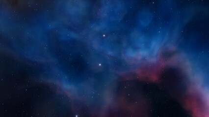 Cosmic background with a blue purple nebula and stars
