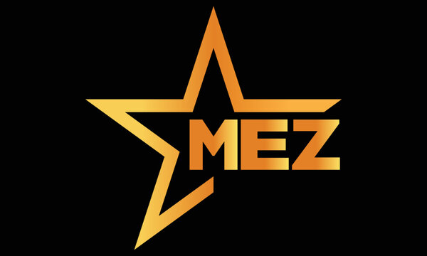 MEZ golden luxury star icon three letter logo design vector template. royal logo | luxury logo | jewelry logo | premium logo | iconic logo | Victoria logo |