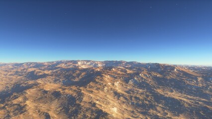 landscape on planet Mars, scenic desert scene on the red planet
