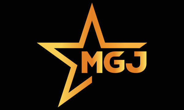 MGJ golden luxury star icon three letter logo design vector template. royal logo | luxury logo | jewelry logo | premium logo | iconic logo | Victoria logo |