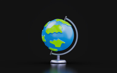 planet earth sign on dark background 3d render concept for geographical global worldwide
