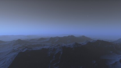 landscape on planet Mars, scenic desert scene on the red planet
