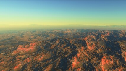 landscape on planet Mars, scenic desert scene on the red planet
