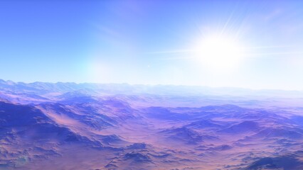 landscape on planet Mars, scenic desert scene on the red planet

