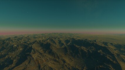 Fototapeta na wymiar landscape on planet Mars, scenic desert scene on the red planet 