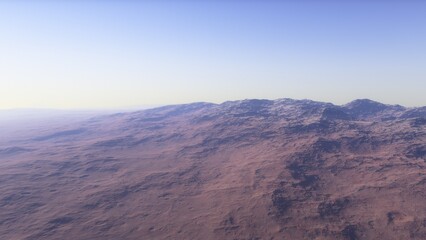 landscape on planet Mars, scenic desert scene on the red planet
