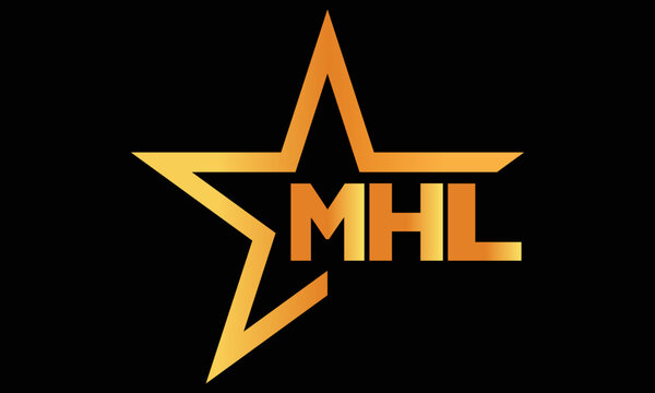 MHL golden luxury star icon three letter logo design vector template. royal logo | luxury logo | jewelry logo | premium logo | iconic logo | Victoria logo |