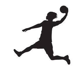 Fototapeta na wymiar shadow,silhouette of a basketball player with a ball in a jump
