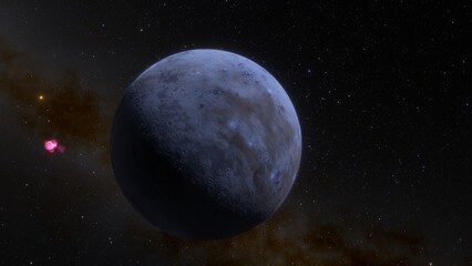 super-earth planet, realistic exoplanet, planet suitable for colonization, earth-like planet in far space, planets background 3d render
