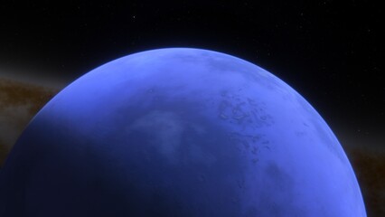 super-earth planet, realistic exoplanet, planet suitable for colonization, earth-like planet in far space, planets background 3d render
