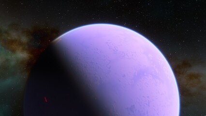 super-earth planet, realistic exoplanet, planet suitable for colonization, earth-like planet in far space, planets background 3d render
