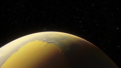 Fototapeta premium super-earth planet, realistic exoplanet, planet suitable for colonization, earth-like planet in far space, planets background 3d render 