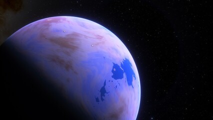 super-earth planet, realistic exoplanet, planet suitable for colonization, earth-like planet in far space, planets background 3d render
