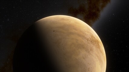 Naklejka premium super-earth planet, realistic exoplanet, planet suitable for colonization, earth-like planet in far space, planets background 3d render 