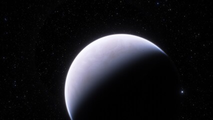 super-earth planet, realistic exoplanet, planet suitable for colonization, earth-like planet in far space, planets background 3d render
