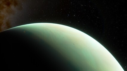 Obraz premium super-earth planet, realistic exoplanet, planet suitable for colonization, earth-like planet in far space, planets background 3d render 