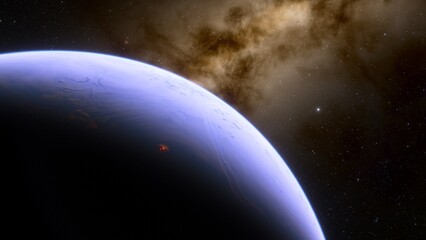 super-earth planet, realistic exoplanet, planet suitable for colonization, earth-like planet in far space, planets background 3d render
