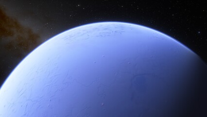 super-earth planet, realistic exoplanet, planet suitable for colonization, earth-like planet in far space, planets background 3d render
