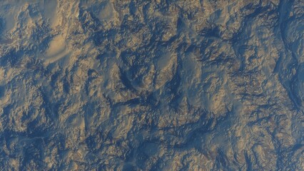 View of the 3d rendering realistic planet mars surface from space