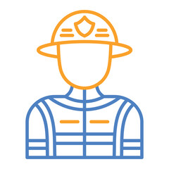Fireman Blue And Orange Line Icon