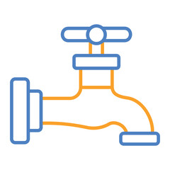 Faucet Blue And Orange Line Icon
