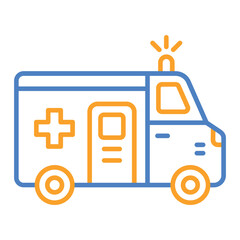 Ambulance Blue And Orange Line Icon