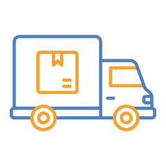 Delivery Truck Blue And Orange Line Icon