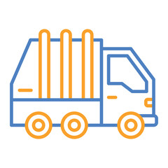 Garbage Truck Blue And Orange Line Icon