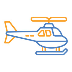 Helicopter Blue And Orange Line Icon